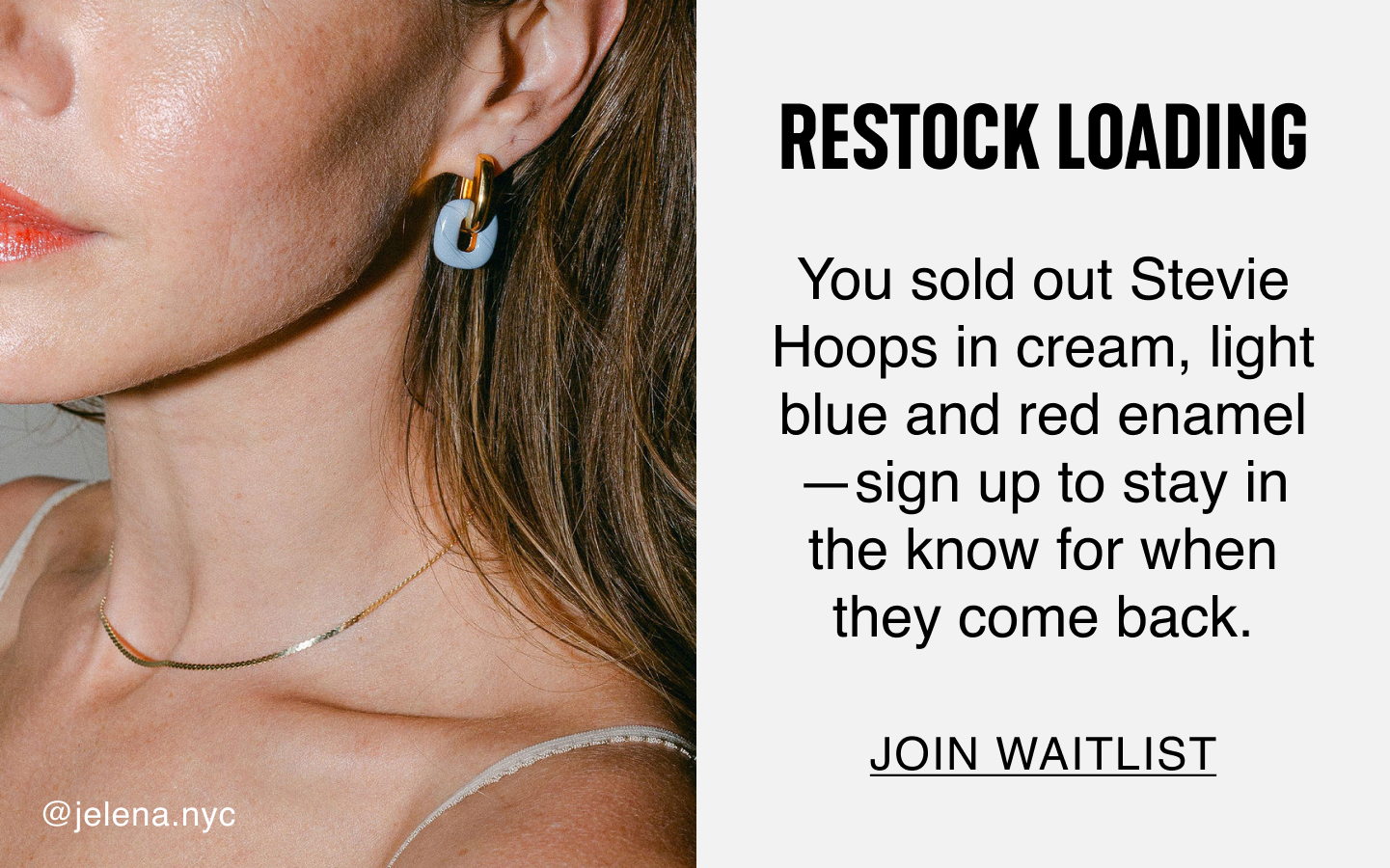 Restock Loading. You sold out Stevie Hoops in cream, light blue and red enamel-sign up to stay in the know for when they come back. Join Waitlist.