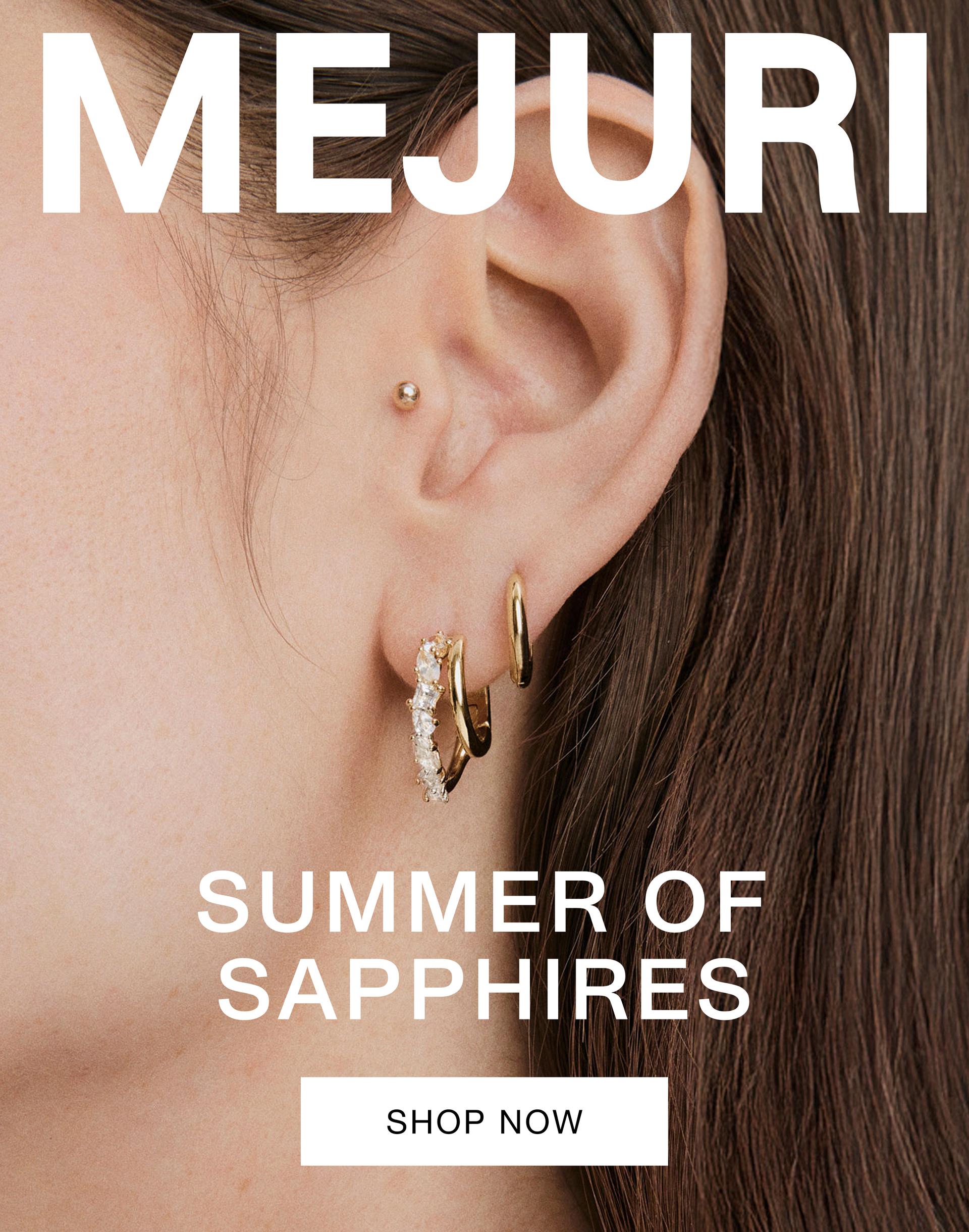 Mejuri. Summer of Sapphires. Shop Now.