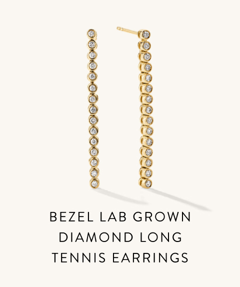 Bezel Lab Grown Diamond Long Tennis Earrings.