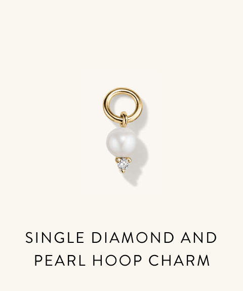 Single Diamond And Pearl Hoop Charm.