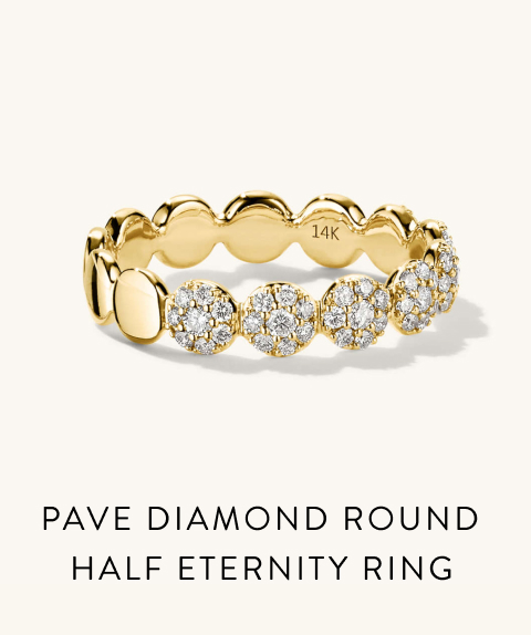 Pavé Diamond Round Half Eternity Ring.