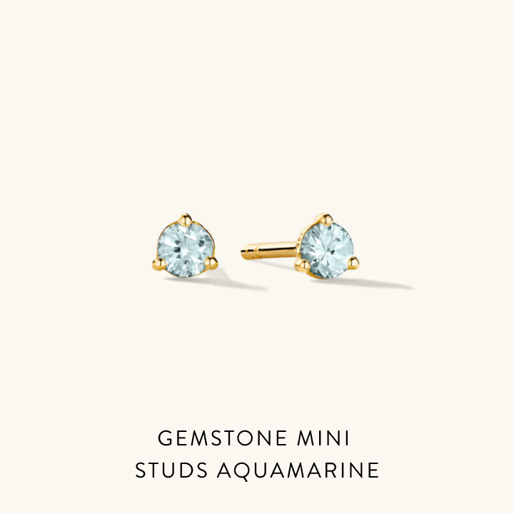 Gemstone Mini Studs Aquamarine.