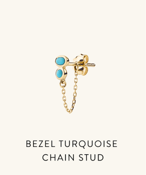 Bezel Turquoise Chain Stud.