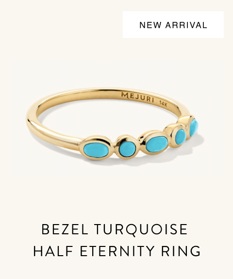 New Arrival. Bezel Turquoise Half Eternity Ring.