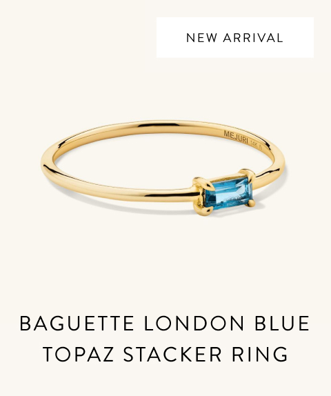 Baguette London Blue Topaz Stacker Ring.