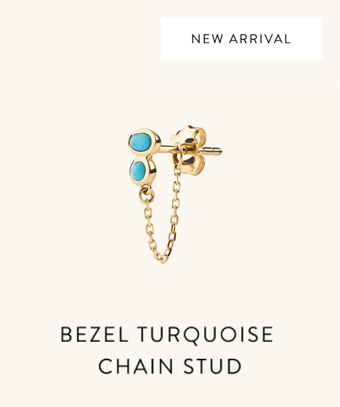 New Arrival. Bezel Turquoise Chain Stud.