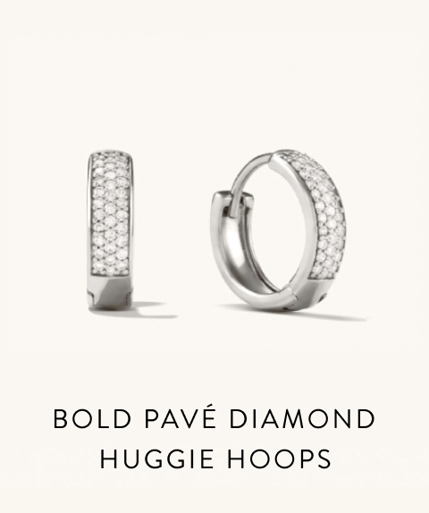 Bold Pavé Diamond Huggie Hoops.