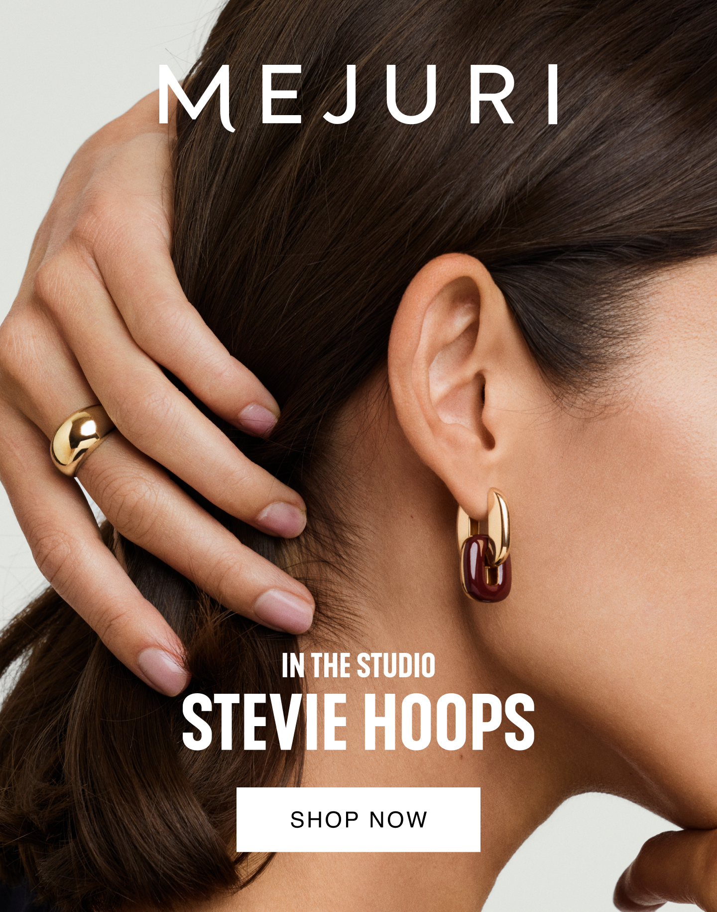 Mejuri. In The Studio. Stevie Hoops. Shop Now.