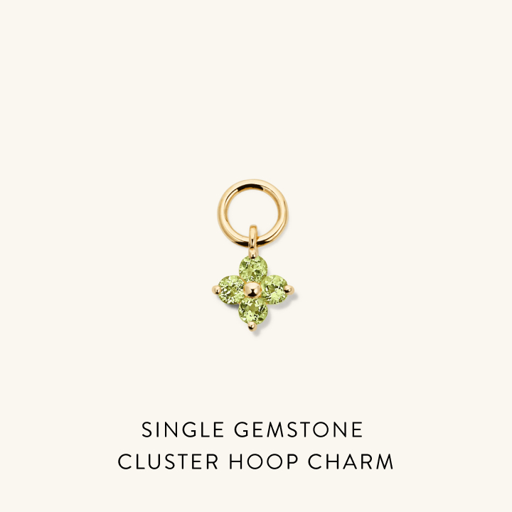 Single Gemstone Cluster Hoop Charm.