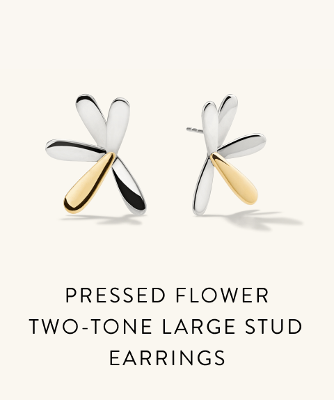 Pressed Flower Two-Tone Large Stud Earrings.