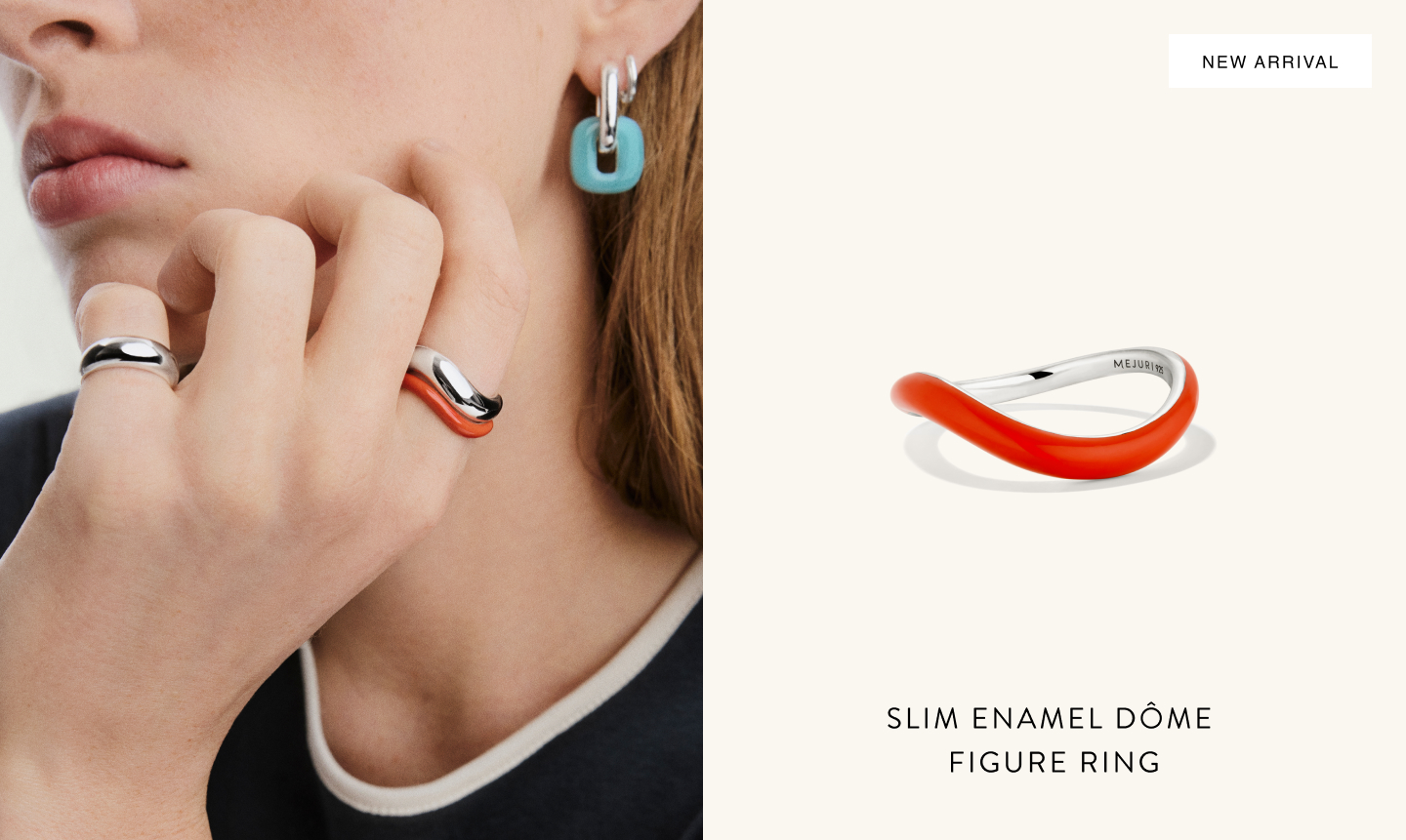New Arrival. Slim Enamel Dôme Figure Ring.