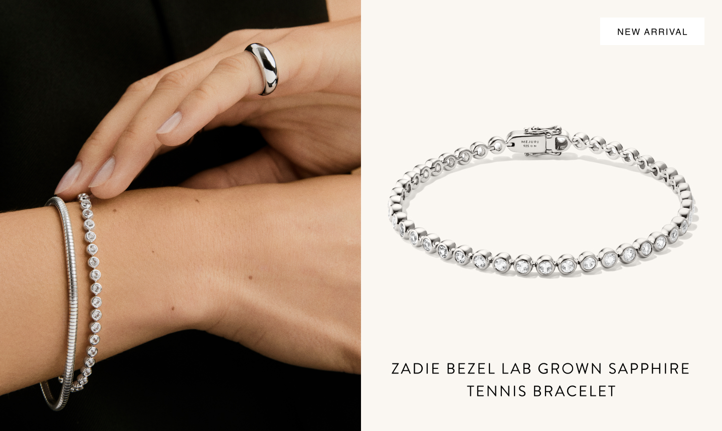 New Arrival. Zadie Bezel Lab Grown Sapphire Tennis Bracelet.