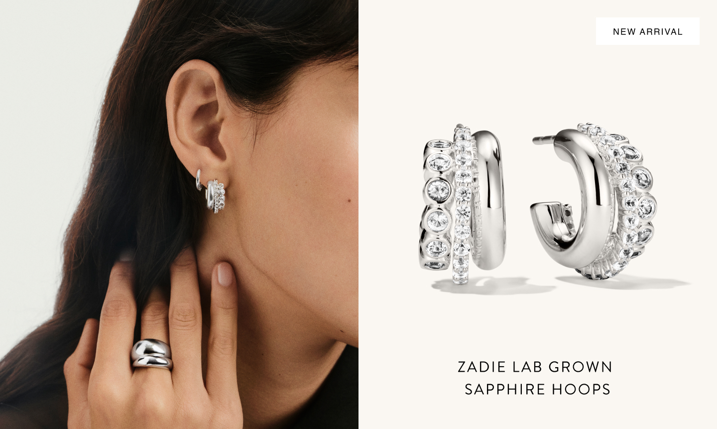 New Arrival. Zadie Lab Grown Sapphire Hoops.