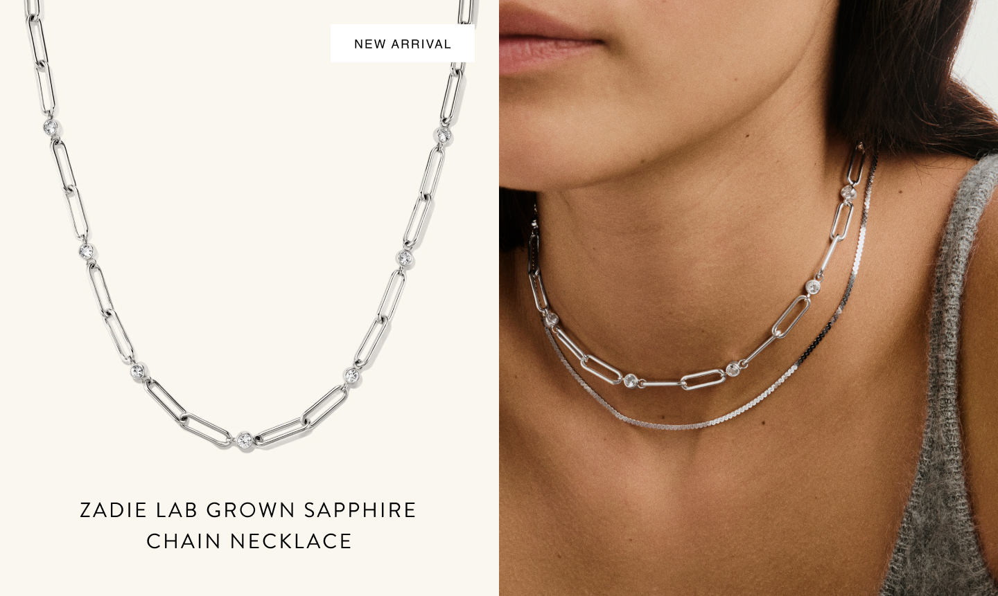 New Arrival. Zadie Lab Grown Sapphire Chain Necklace.