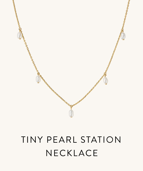 Tiny Pearl Station Necklace.