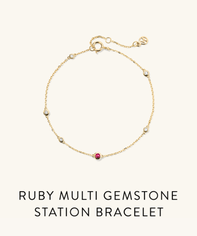 Ruby Gemstone Station Bracelet.