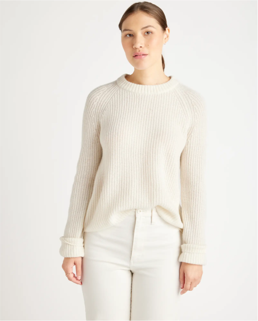 Mongolian Cashmere Fisherman Crewneck Sweater