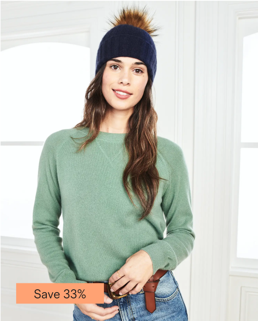Mongolian Cashmere Pom Pom Beanie