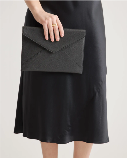 Italian Saffiano Leather Envelope Clutch