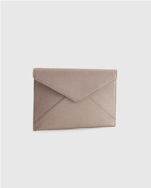 Italian Saffiano Leather Envelope Clutch