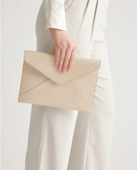 Italian Saffiano Leather Envelope Clutch 