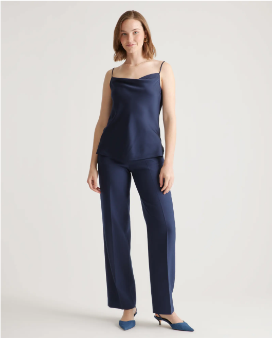 Washable Stretch Silk Cowl Neck Cami 