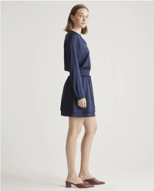Washable Stretch Silk Tiered Mini Dress