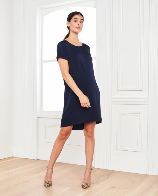 Washable Stretch Silk Tee Dress
