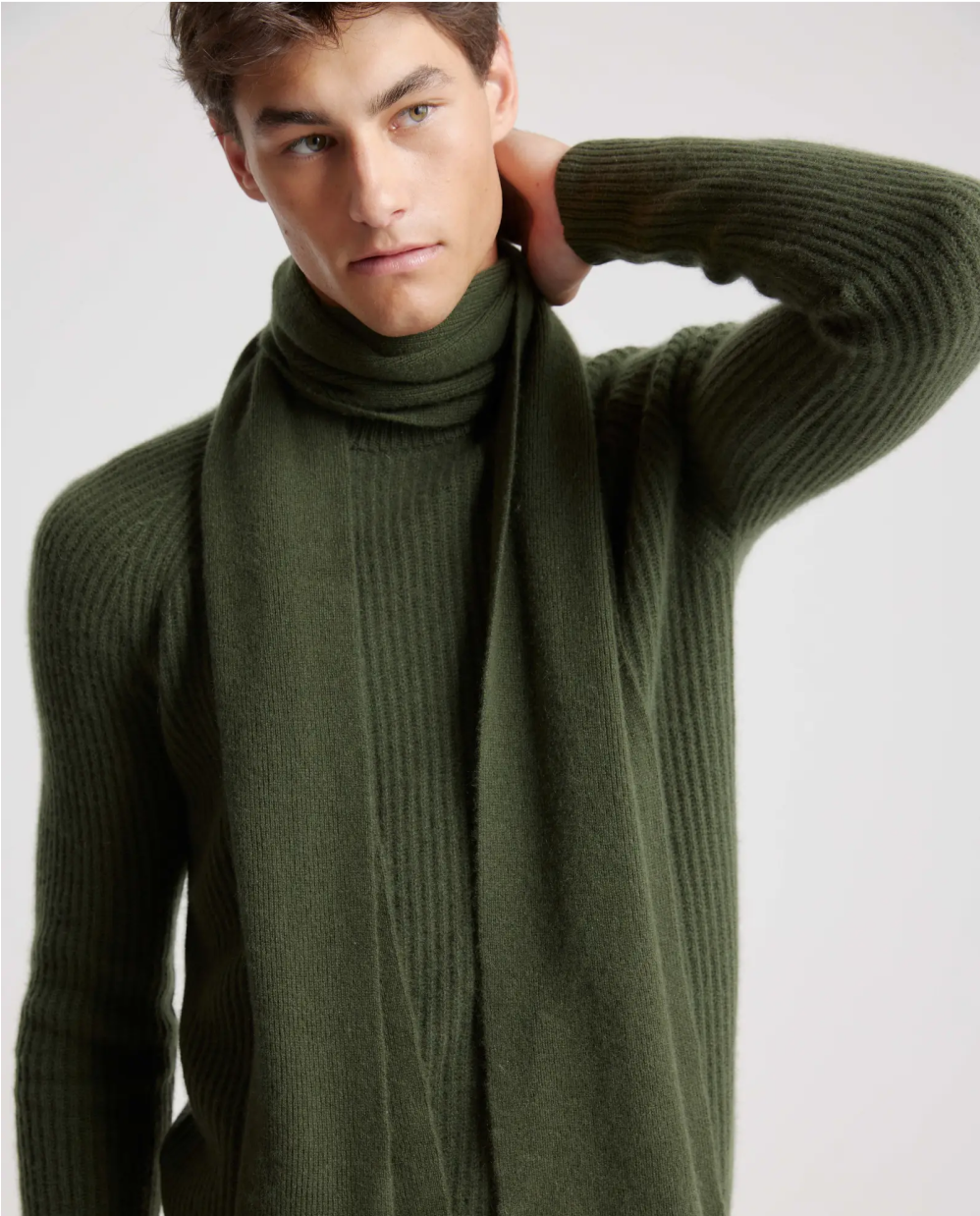 Men's Mongolian Cashmere Ribbed Crewneck Sweater
