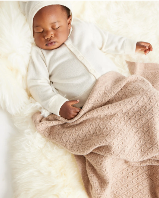 Washable Cashmere Pointelle Baby Blanket