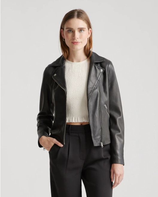 100% Washed Leather Biker Jacket