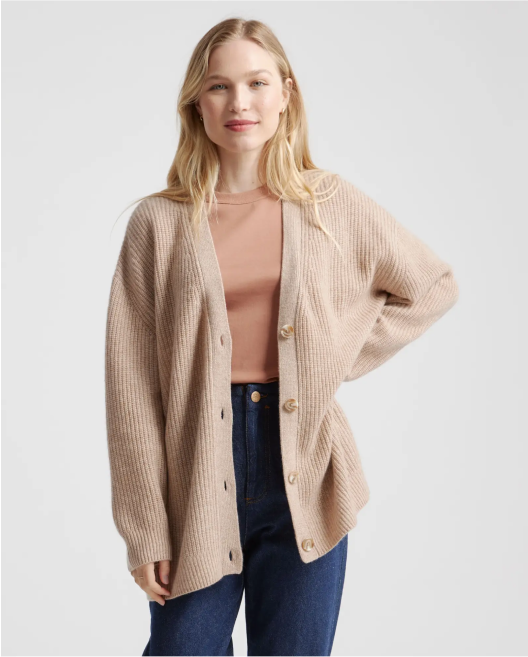 Mongolian Cashmere Oversized Boyfriend Cardigan Sweater