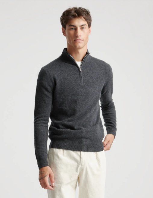 Mongolian Cashmere Quarter Zip Sweater