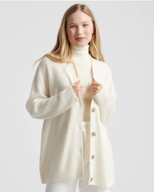 Mongolian Cashmere Oversized Boyfriend Cardigan Sweater