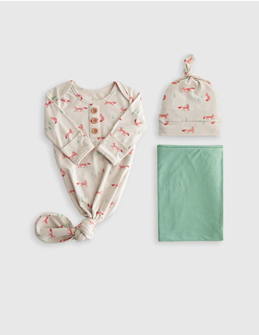 Bamboo Gown, Hat & Swaddle Layette Bundle