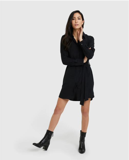 Washable Stretch Silk Shirt Dress