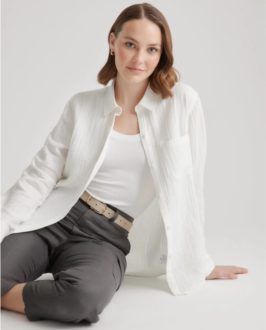 100% Organic Cotton Gauze Long Sleeve Shirt