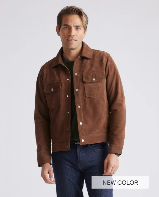 Italian Suede Trucker Jacket