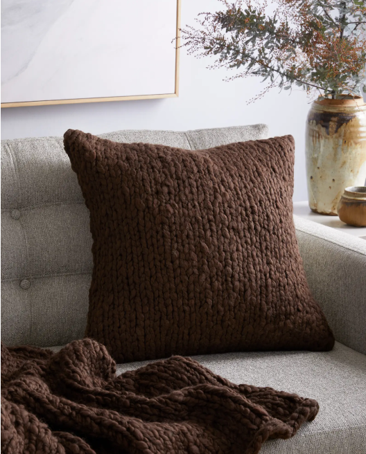 Chunky Hand Knit Wool Pillow Cover