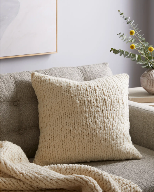 Chunky Hand Knit Wool Pillow Cover