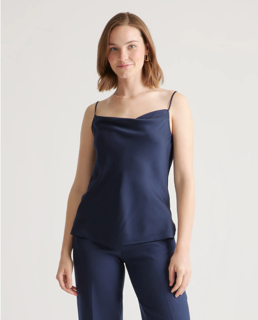 Washable Stretch Silk Cowl Neck Cami