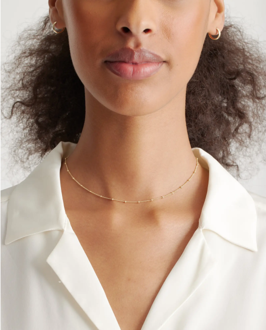 14K Gold Station Bead Choker