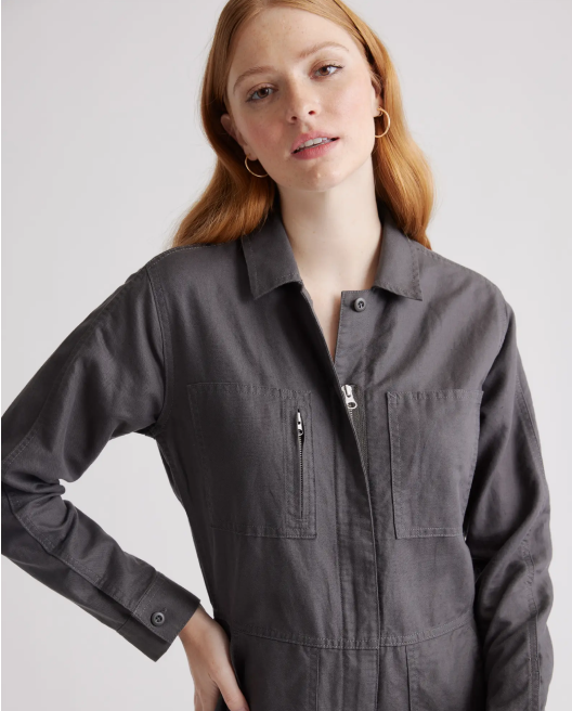 Organic Cotton Linen Long Sleeve Coverall Jumpsuit