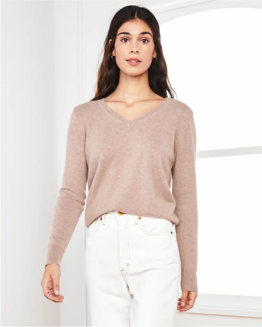 Mongolian Cashmere V-Neck Sweater