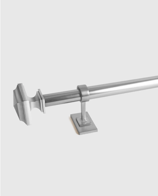 Stacked Square Finial Curtain Rod Set