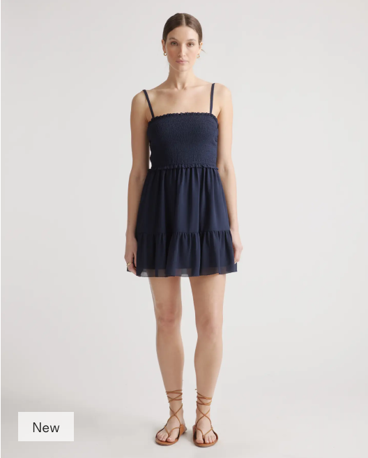 Chiffon Smocked Sleeveless Mini Dress