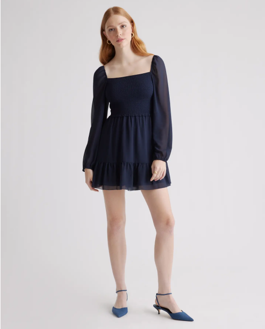 Chiffon Smocked Mini Dress