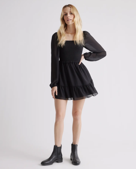 Chiffon Smocked Mini Dress