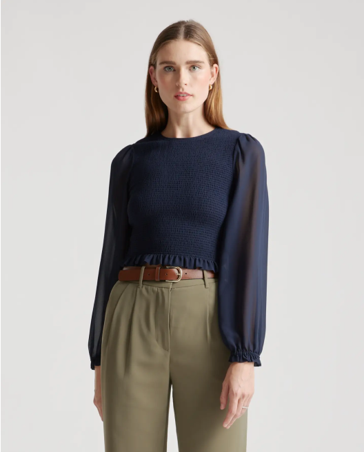 Chiffon Smocked Blouse
