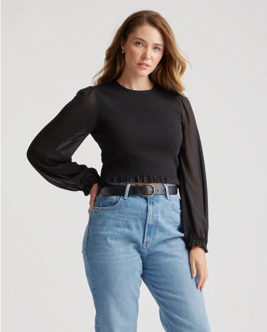 Chiffon Smocked Blouse